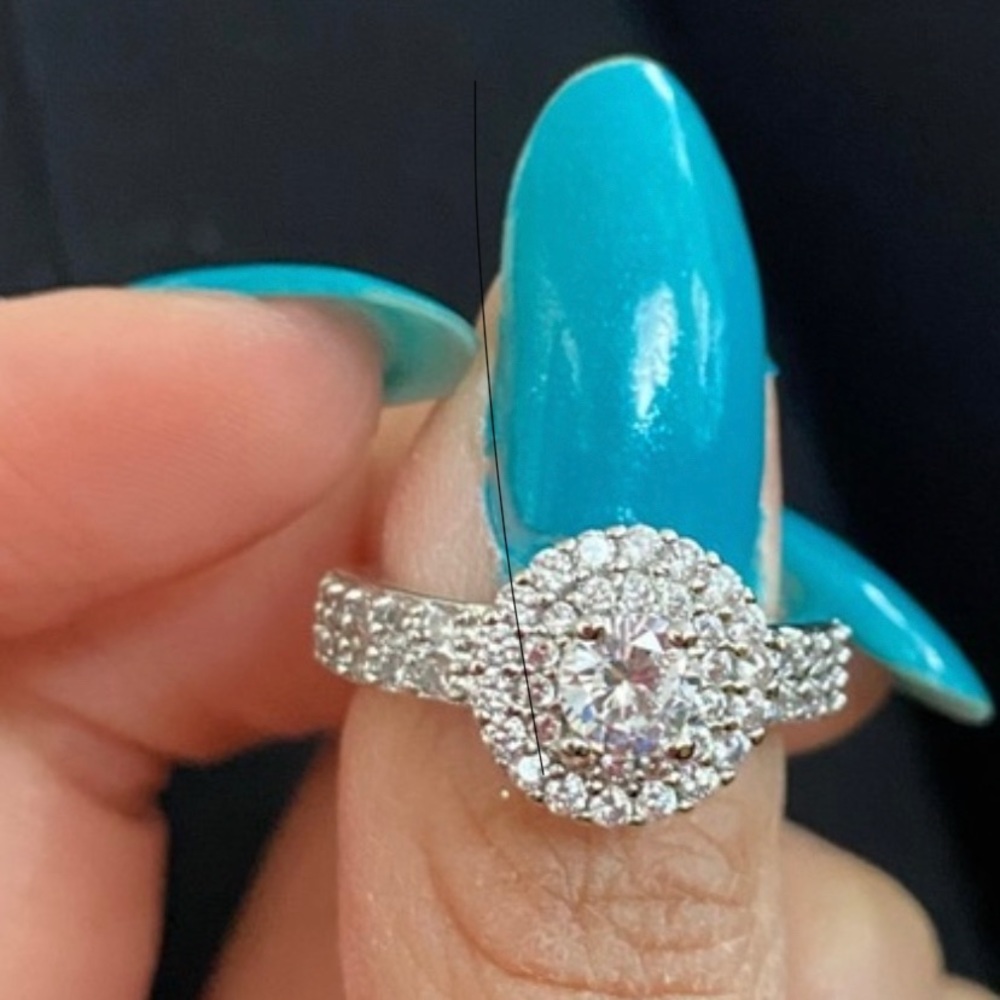 sale! 925 Sterling Silver Halo Ring - Picture 2 of 3